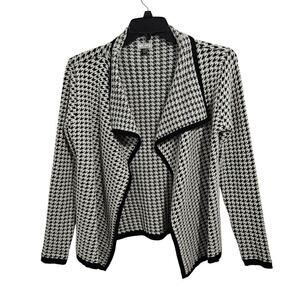 Houndstooth Open Front Long Sleeve Cardigan. Size Small.
